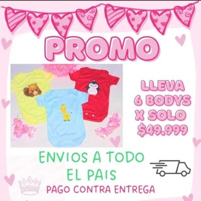 Pack 6 Mamelucos Bebé Niño o Niña en Franela Algodón